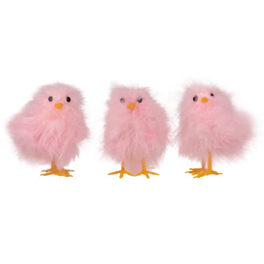 3.25" Furry Chicks Easter Figurine Set By Northlight in Pink | Michaels®